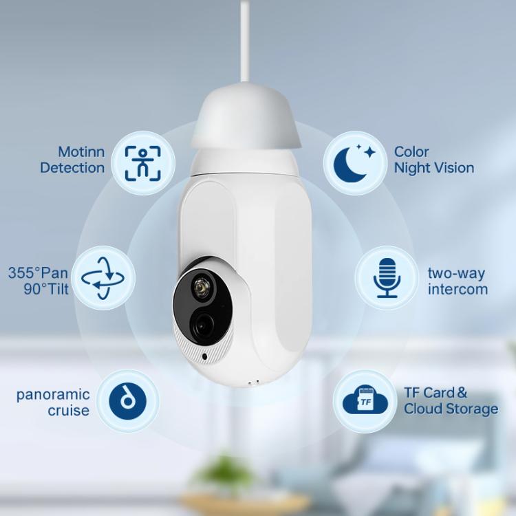 1080P Bulb Type WiFi Surveillance Camera Support Night Vision & Two-way Intercom & Motion Detection, K8 1080P Bulb Type WiFi Surveillance Camera Support Night Vision & Two-way Intercom & Motion Detection, K8